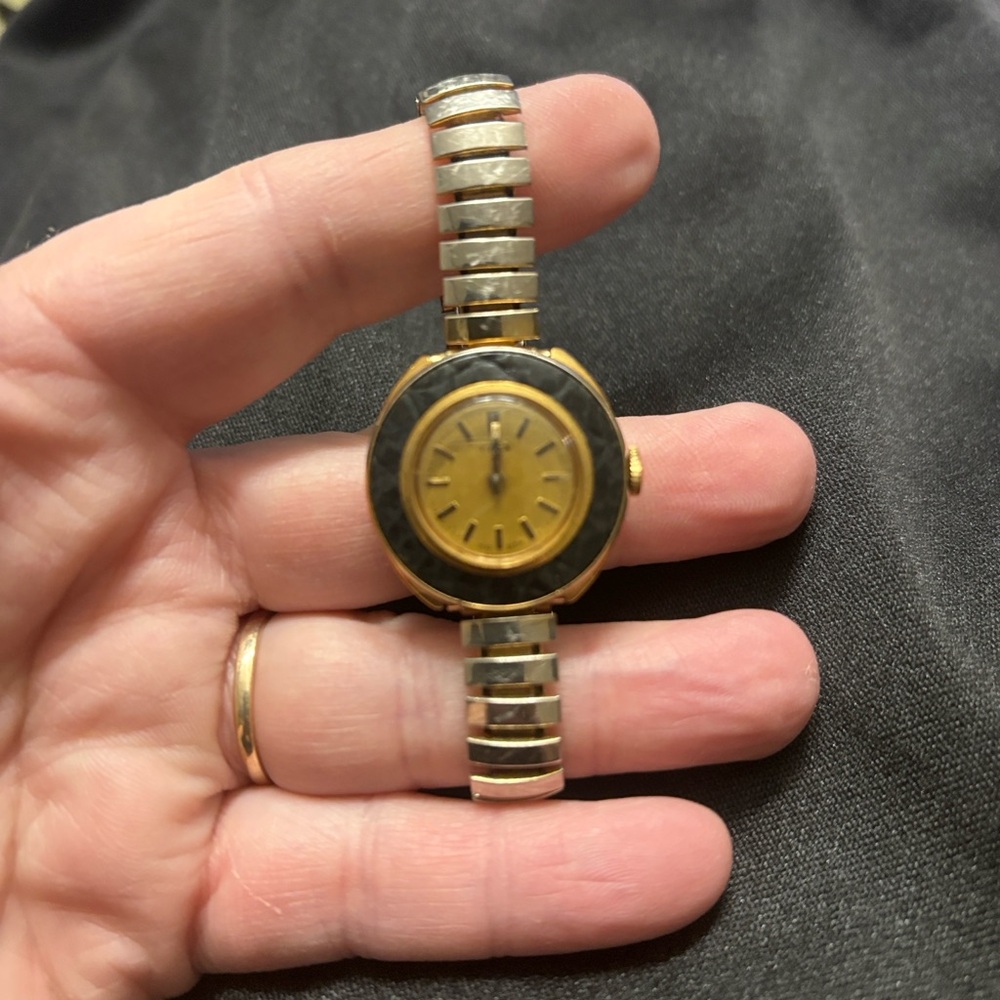 Timex Vintage Gold and Black Timepiece